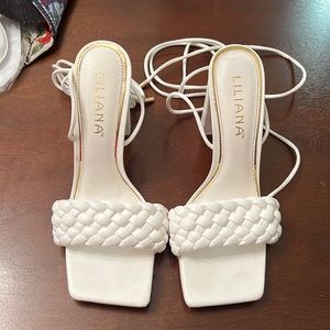 Forever 21 White Strappy Heels
